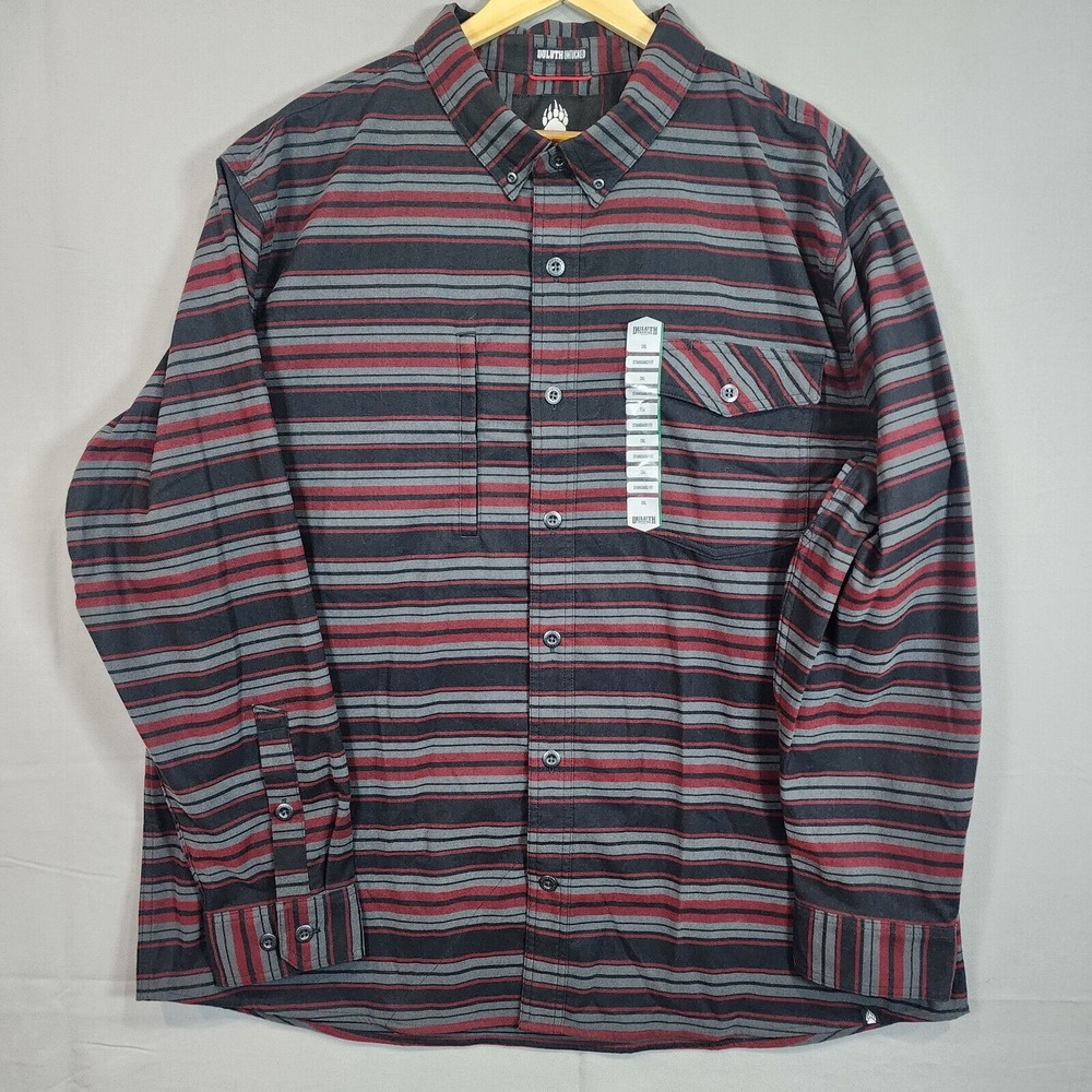 Duluth Alaskan Hardgear Boars Nest Flannel Shirt Striped Red Black Mens 2XL NEW